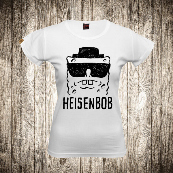 zenska majica boja bela slika heisenbob heisenberg i sundjer bob