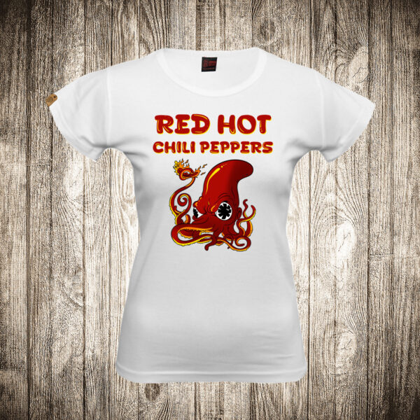 zenska majica boja bela slika hobotnica red hot chilli peppers rhcp