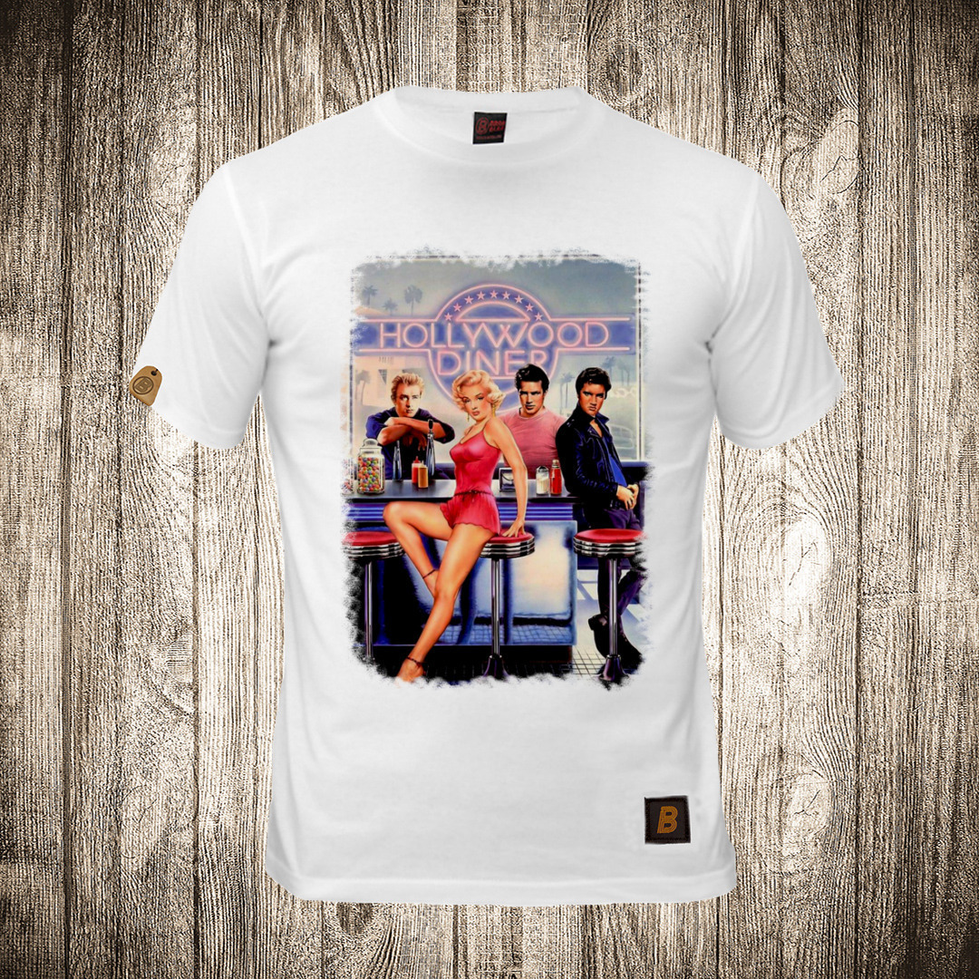 Muška majica bele boje sa motivom Hollywood diner muska majica boja bela slika hollywood diner