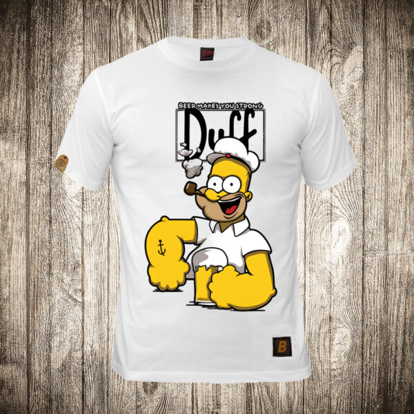 muska majica boja bela slika homer kao popaj