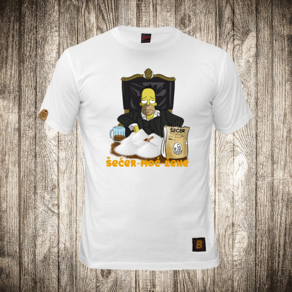 decija majica boja bela slika homer kao scarface secer moc zene