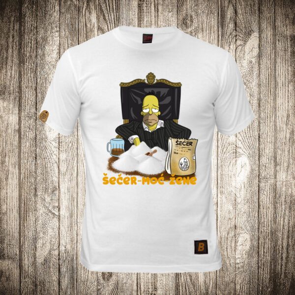 muska majica boja bela slika homer kao scarface secer moc zene