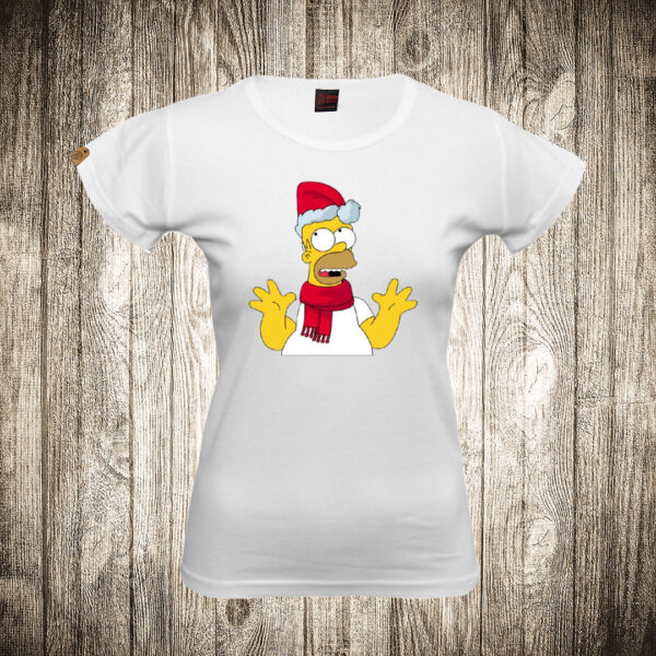 zenska majica boja bela slika homer simpson kao deda mraz nova godina