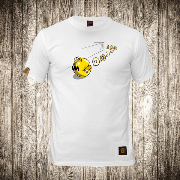 decija majica boja bela slika homer simpson pac man krofne