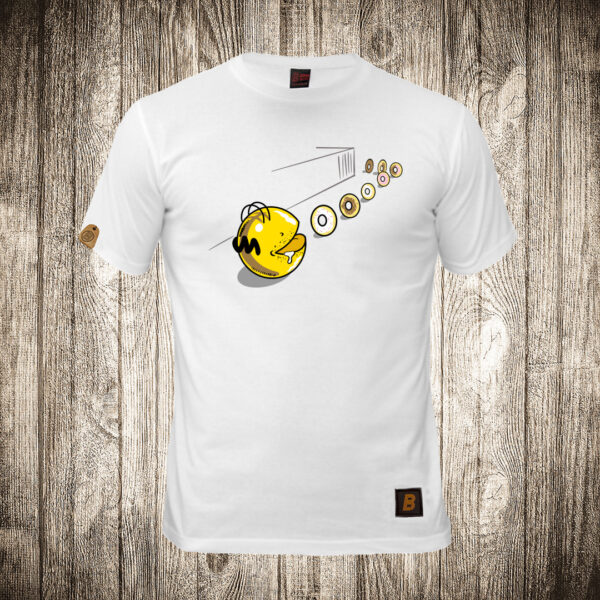 muska majica boja bela slika homer simpson pac man krofne
