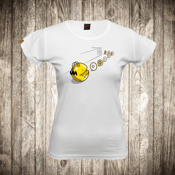 zenska majica boja bela slika homer simpson pac man krofne