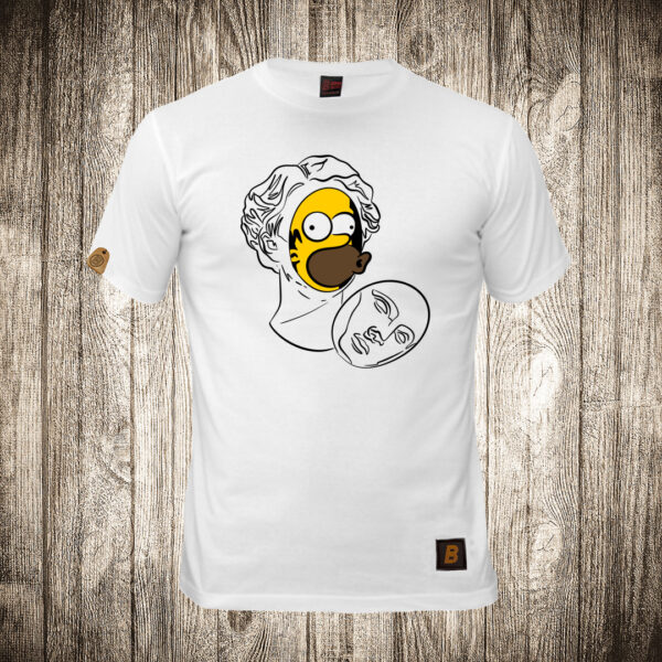 decija majica boja bela slika homer simpson statua