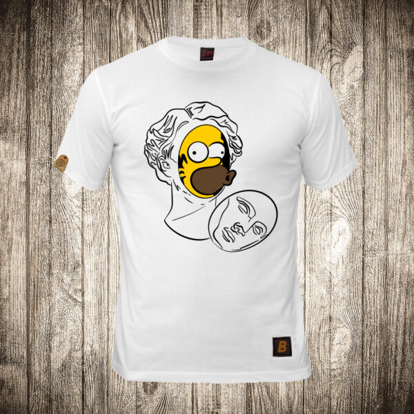 muska majica boja bela slika homer simpson statua