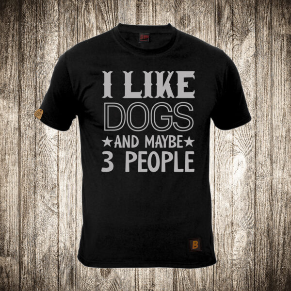 muska majica boja crna slika i like dogs and maybe 3 people