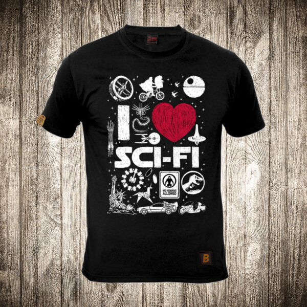 muska majica boja crna slika i love sci fi