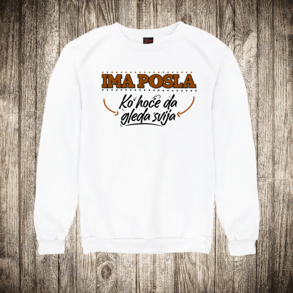 duks bez kapuljace boja bela slika ima posla ko hoce da gleda svoje