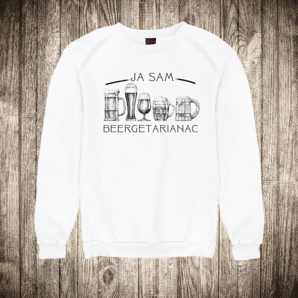 duks bez kapuljace boja bela slika ja sam beergetarianac pivo