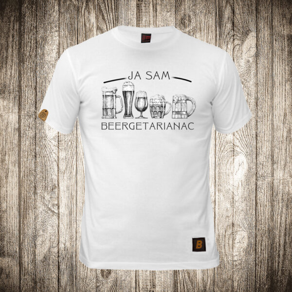 muska majica boja bela slika ja sam beergetarianac pivo