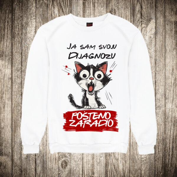 duks bez kapuljace boja bela slika ja sam svoju dijagnozu posteno zaradio