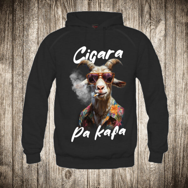 duks sa kapuljacom boja crna slika jarac cigara pa kafa