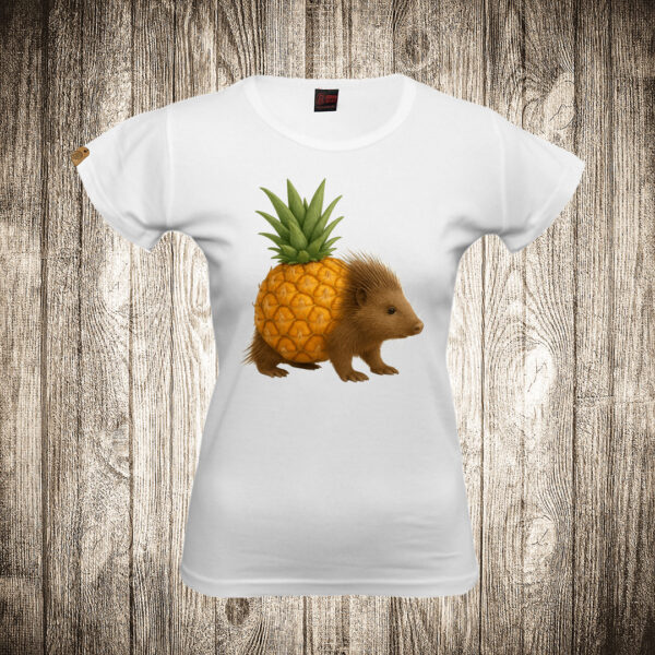 zenska majica boja bela slika jez ananas