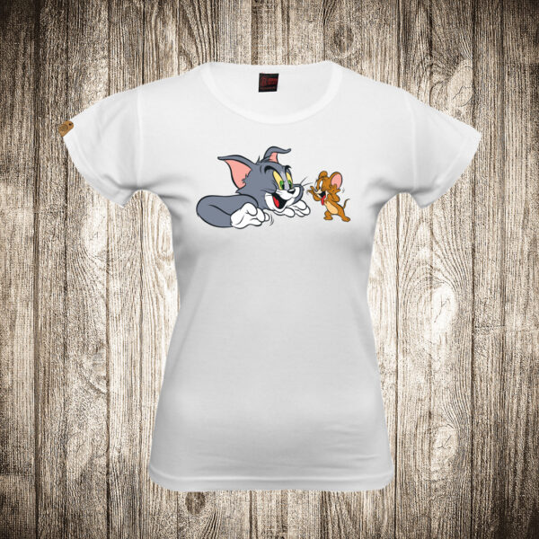 zenska majica boja bela slika tom and jerry tom i dzeri
