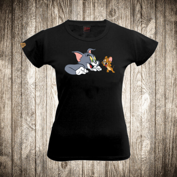 zenska majica boja crna slika tom and jerry tom i dzeri