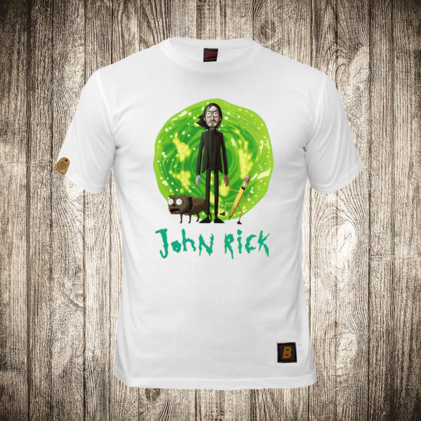 decija majica boja bela slika john rick john wick i rick rick and morty