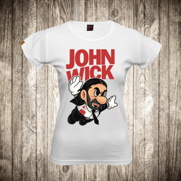 zenska majica boja bela slika john wick crtani 1