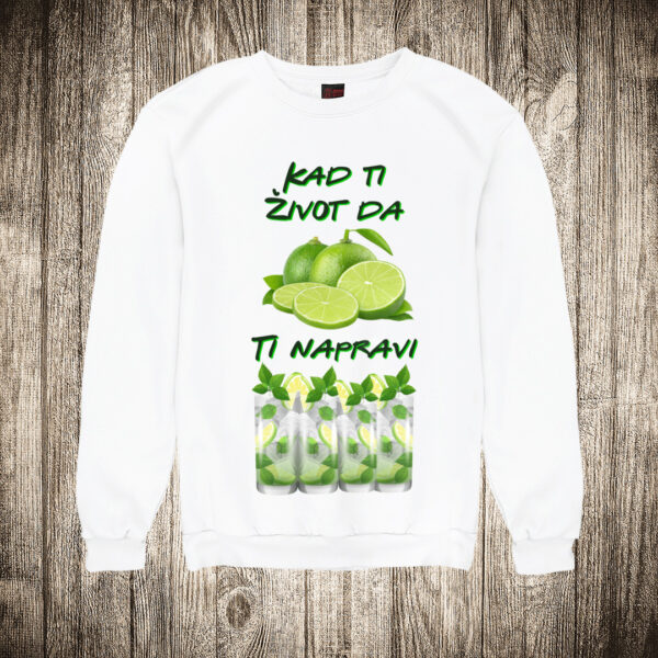 duks bez kapuljace boja bela slika kad ti zivot da limetu napravi mojito
