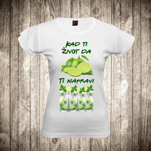 zenska majica boja bela slika kad ti zivot da limetu napravi mojito