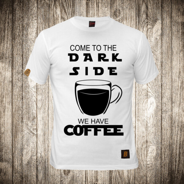 muska majica boja bela slika kafa 10 dark side coffee