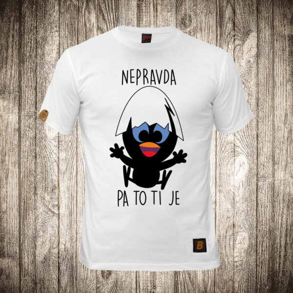 decija majica boja bela slika kalimero nepravda pa to ti je