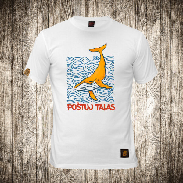 decija majica boja bela slika kit postuj talas more leto