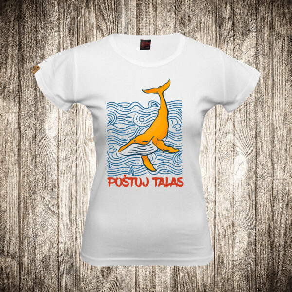 zenska majica boja bela slika kit postuj talas more leto