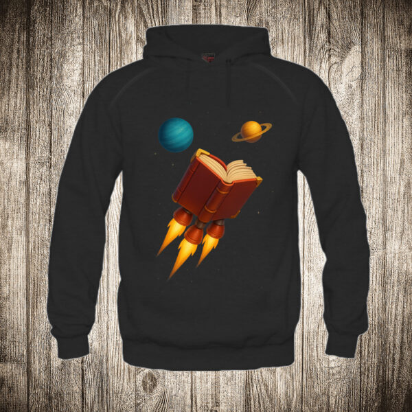 duks sa kapuljacom boja crna slika knjiga raketa kosmos skola