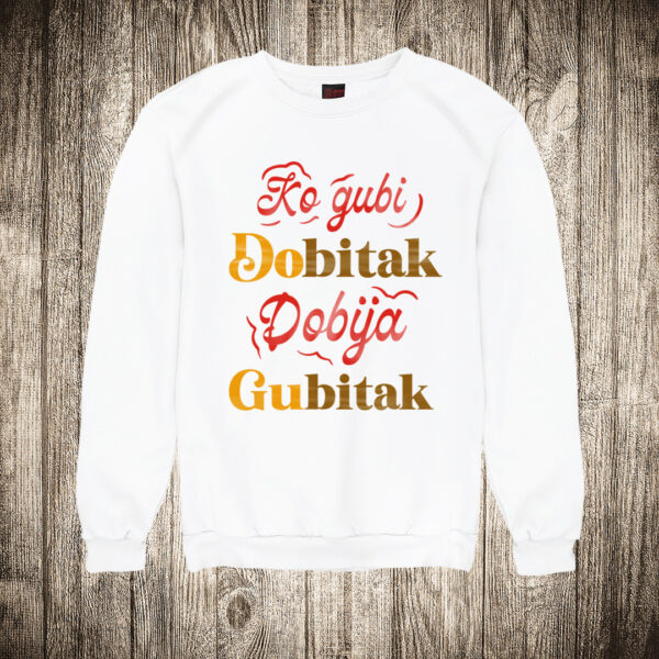 duks bez kapuljace boja bela slika ko gubi dobitak dobija gubitak