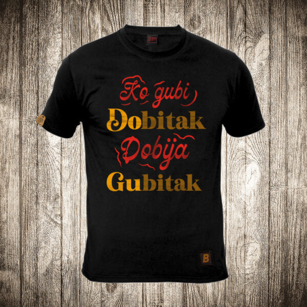 muska majica boja crna slika ko gubi dobitak dobija gubitak