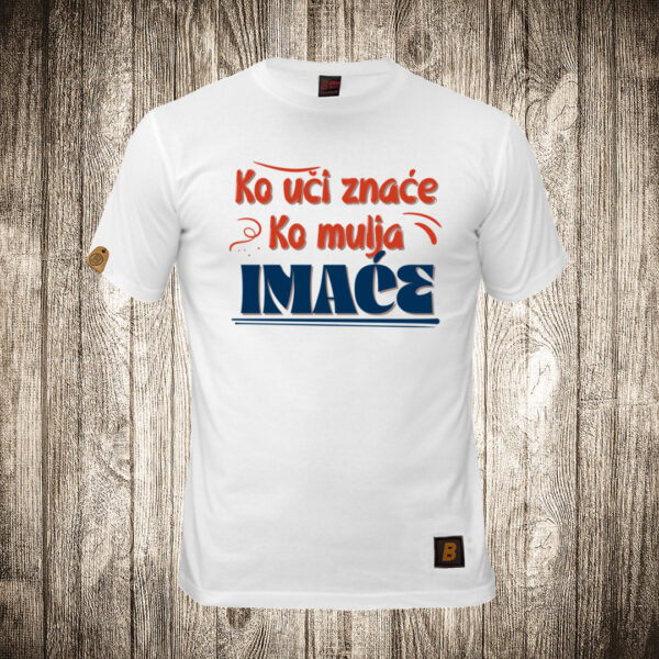muska majica boja bela slika ko uci znace ko mulja imace