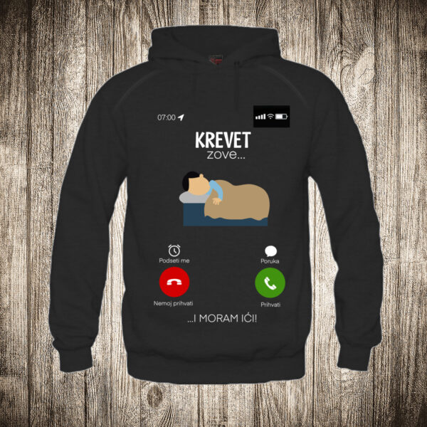 duks sa kapuljacom boja crna slika krevet zove i ja moram ici 2