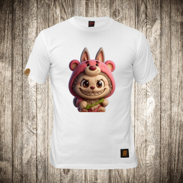 decija majica boja bela slika labubu 21 u kostimu pink