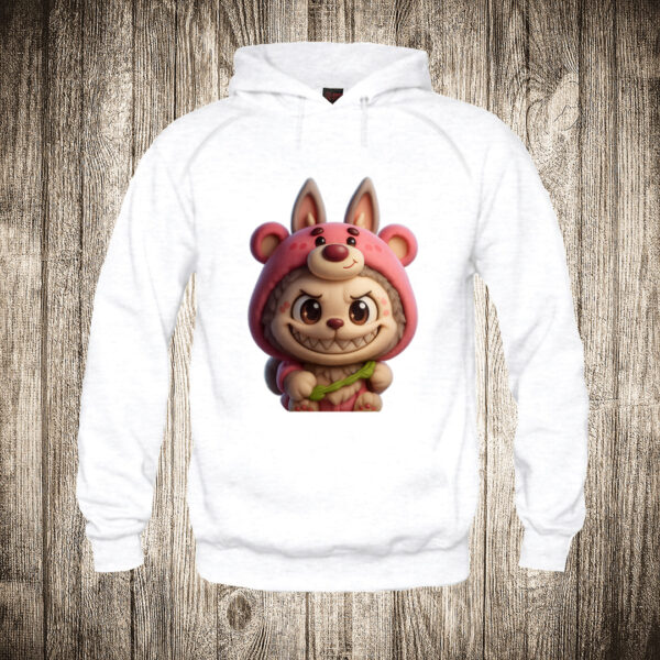 deciji duks boja bela slika labubu 21 u kostimu pink
