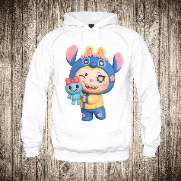 duks sa kapuljacom boja bela slika labubu 23 u stich kostimu