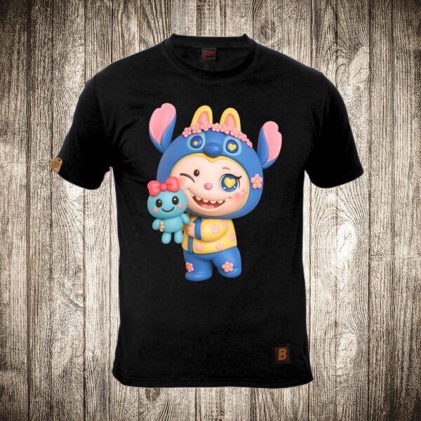 muska majica boja crna slika labubu 23 u stich kostimu