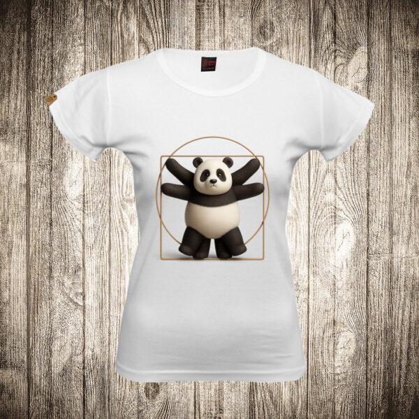 zenska majica boja bela slika leonardo da vinci vetruvijev covek panda