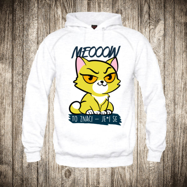 deciji duks boja bela slika macka meeoow to znaci jei se