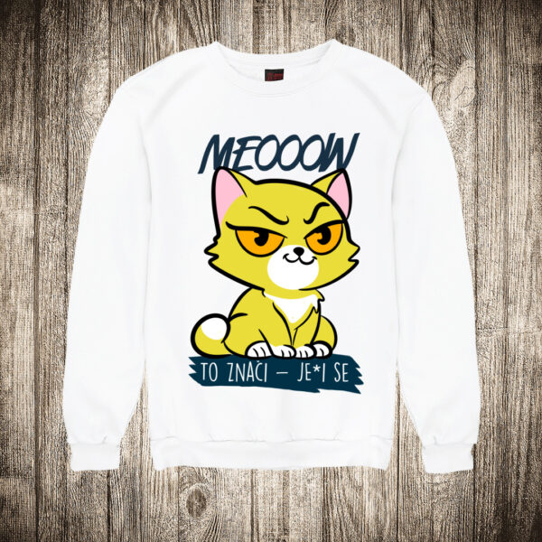 duks bez kapuljace boja bela slika macka meeoow to znaci jei se