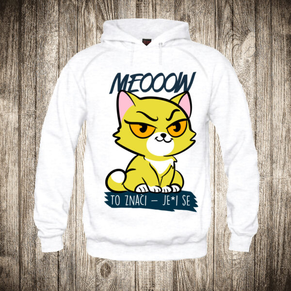 duks sa kapuljacom boja bela slika macka meeoow to znaci jei se