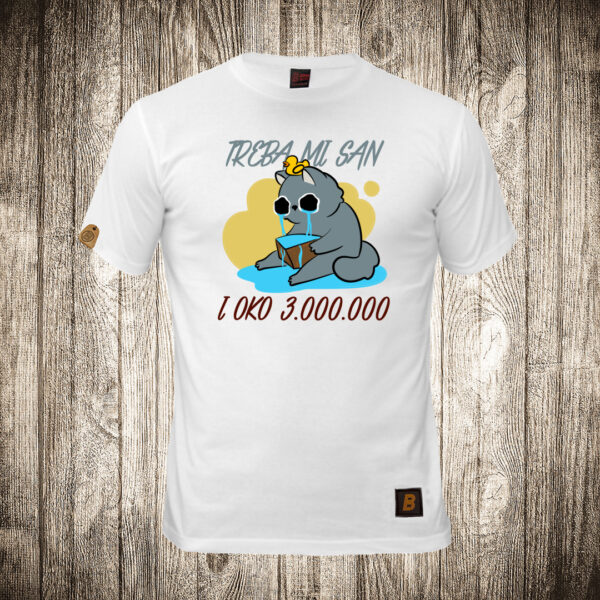 decija majica boja bela slika macka treba mi san i oko 3 miliona