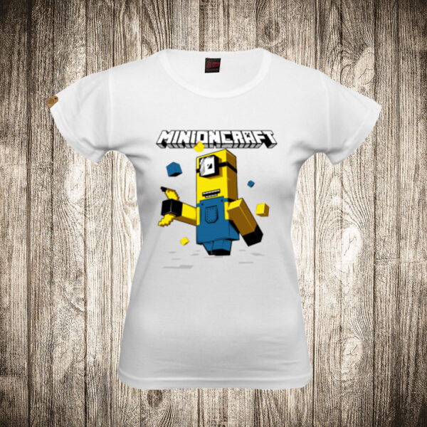 zenska majica boja bela slika malci minecraft minion