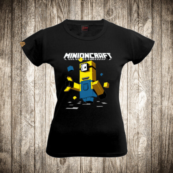 zenska majica boja crna slika malci minecraft minion