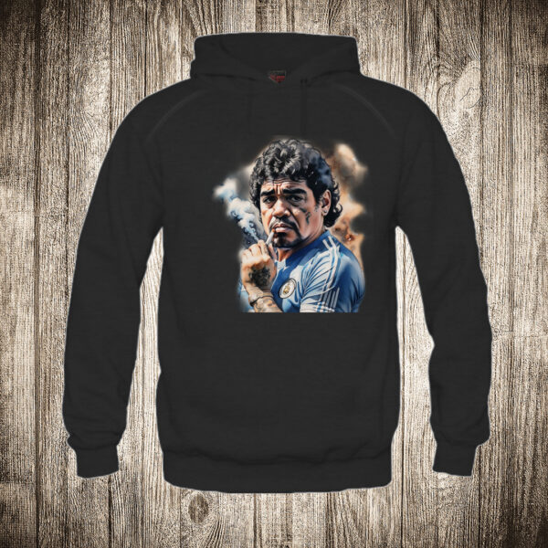 duks sa kapuljacom boja crna slika maradona 12 sa cigarom