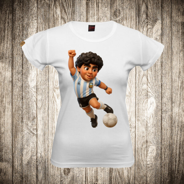 zenska majica boja bela slika maradona 16 crtani