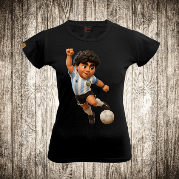 zenska majica boja crna slika maradona 16 crtani