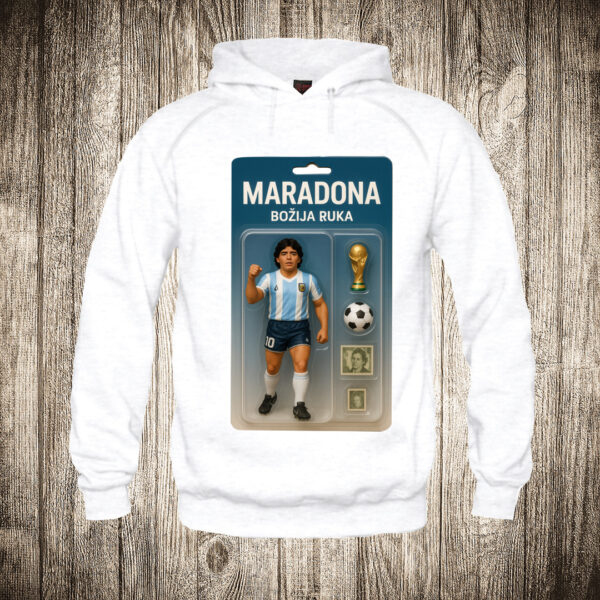 duks sa kapuljacom boja bela slika maradona bozija ruka